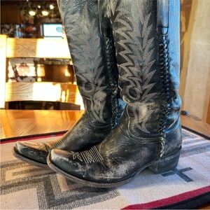 Old Gringo Black and Gray Heeled Boots